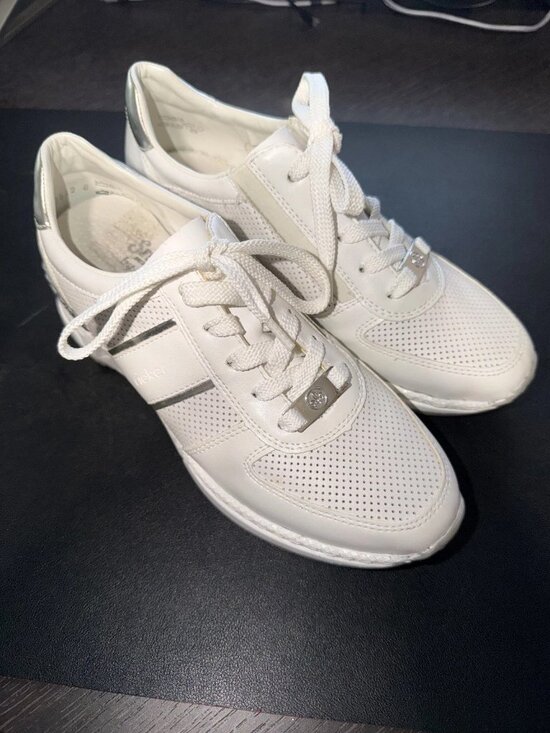 Rieker Shoes - Rieker Sneaker by Rieker Women's White Leather Lace Up Sneakers Shoes EU 37 US 6